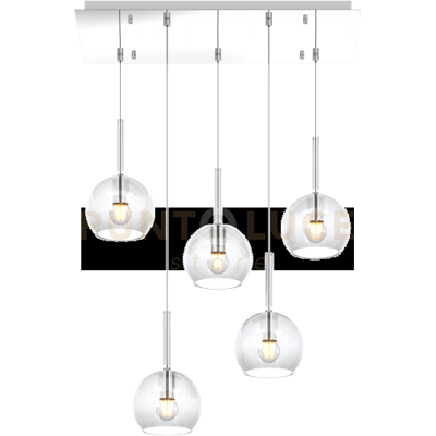 TopLight Sosp. Cromo Rettangolare 5 Luci Vetri Tutti Piccolo Trasparente 1155cr-S5 Rp-Tr TopLight Sosp. Cromo Rettangolare 5 Luci Vetri Tutti Piccolo Trasparente 1155cr-S5 Rp-Tr