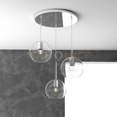TopLight Sosp. Cromo Tonda 3 Luci Vetri Tutti Medio Trasparente 1155cr-S3 Tm-Tr TopLight Sosp. Cromo Tonda 3 Luci Vetri Tutti Medio Trasparente 1155cr-S3 Tm-Tr