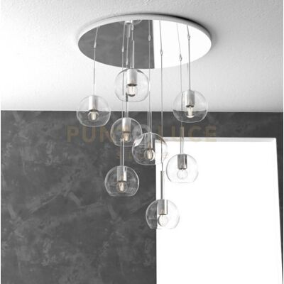 TopLight Sosp. Cromo Tonda 8 Luci Vetri Tutti Piccolo Trasparente 1155cr-S8 Tp-Tr TopLight Sosp. Cromo Tonda 8 Luci Vetri Tutti Piccolo Trasparente 1155cr-S8 Tp-Tr