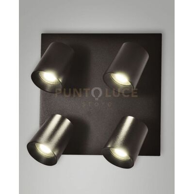 Fabas Modo Spot Nero 4 Luci Alluminio Spazzolato Orientabile Attacco Gu10 Ip20 Fabas Modo Spot Nero 4 Luci Alluminio Spazzolato Orientabile Attacco Gu10 Ip20