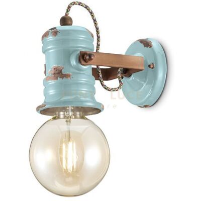 Lampada da parete in ceramica vintage azzurro Ferroluce - Stile industriale minimal Lampada da parete in ceramica vintage azzurro Ferroluce - Stile industriale minimal