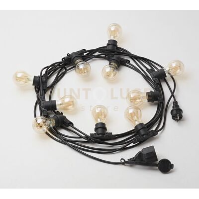 Gea luce Gfin04- Catena Luminosa 10 Attacchi Per Lampadine E27 Per Esterni Ip44 10mt Nera Gea luce Gfin04- Catena Luminosa 10 Attacchi Per Lampadine E27 Per Esterni Ip44 10mt Nera