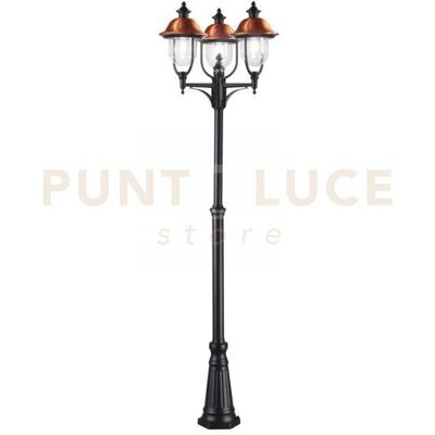 Intec Palo Venezia Nero E Rame 3 Luci Attacco E27 Ip44 65x230cm Intec Palo Venezia Nero E Rame 3 Luci Attacco E27 Ip44 65x230cm