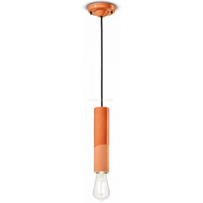 Lampada a sospensione in ceramica fatta a mano da Ferroluce - Forma cilindrica allungata - Illuminazione moderna Lampada a sospensione in ceramica fatta a mano da Ferroluce - Forma cilindrica allungata - Illuminazione moderna