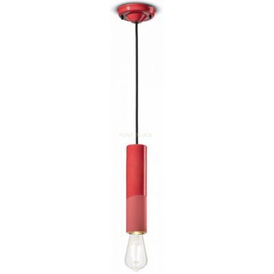 Ferroluce Sospensione Cilindro Stretto Pi Rosso Corallo / Coral Red C2500(Roc) Ferroluce Sospensione Cilindro Stretto Pi Rosso Corallo / Coral Red C2500(Roc)