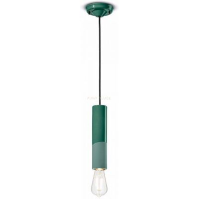FERROLUCE Lampada Sospensione Stile Decò Ceramica Verde Bottiglia H.25cm FERROLUCE Lampada Sospensione Stile Decò Ceramica Verde Bottiglia H.25cm