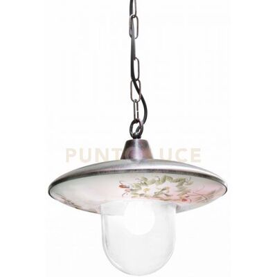 FERROLUCE Lampada a Sospensione - Ceramica Nero Sfumato Rame 36cm - Illuminazione Esterna FERROLUCE Lampada a Sospensione - Ceramica Nero Sfumato Rame 36cm - Illuminazione Esterna