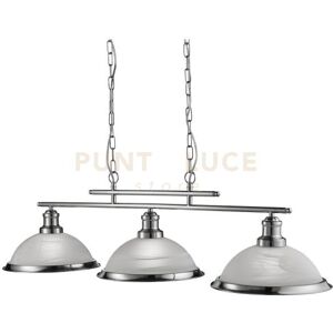 Searchlight Bistro 3lt Bar Pendant - Metallo Argentato Satinato E Vetro Acidato Searchlight Bistro 3lt Bar Pendant - Metallo Argentato Satinato E Vetro Acidato