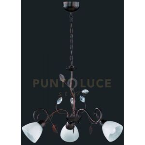 Trio Lighting Traditio Lampadario 3 Luci Attacco E14 Metallo Ruggine Antico Vetri Bianchi C... Trio Lighting Traditio Lampadario 3 Luci Attacco E14 Metallo Ruggine Antico Vetri Bianchi C...