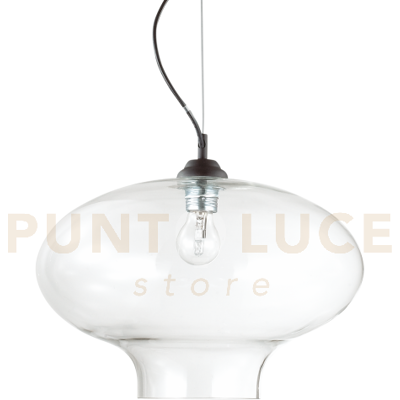 Lampadario a soffitto in vetro trasparente e nero di Ideal Lux Bistro - Lampadario Lampadario a soffitto in vetro trasparente e nero di Ideal Lux Bistro - Lampadario