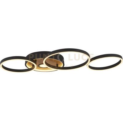 Searchlight Curio Flush - Metallo Nero E Legno Searchlight Curio Flush - Metallo Nero E Legno