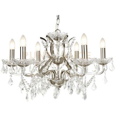 Lustre a 6 luci Searchlight Lighting Parigi - Finitura argento satinato Lustre a 6 luci Searchlight Lighting Parigi - Finitura argento satinato