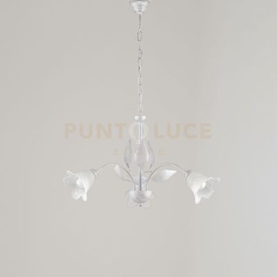 BELIGHT Olga Lampadario bianco e argento a 3 luci BELIGHT Olga Lampadario bianco e argento a 3 luci