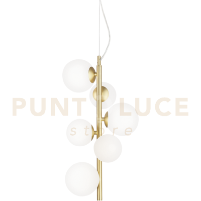 Lampadario Perlage 6 Luci Ottone Satinato - Lampada a Soffitto Lampadario Perlage 6 Luci Ottone Satinato - Lampada a Soffitto