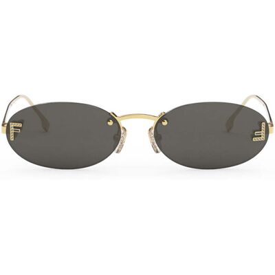 Fendi First Crystal Oro Ovale Occhiali da Sole 54/15/135 Fendi First Crystal Oro Ovale Occhiali da Sole 54/15/135