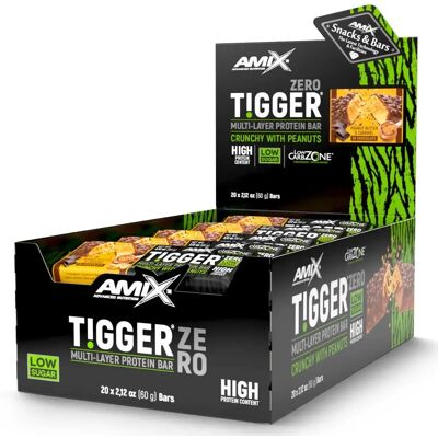 Barre proteica Amix Tigger Zero - Arachidi Caramello - 60 g, 25 pezzi Barre proteica Amix Tigger Zero - Arachidi Caramello - 60 g, 25 pezzi