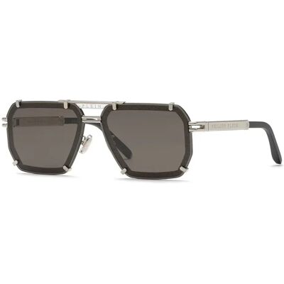 Philipp Plein Occhiali Da Sole Spp131 Shiny Palladium W / Semi Matt Black Parts Smoke / CAT3 Philipp Plein Occhiali Da Sole Spp131 Shiny Palladium W / Semi Matt Black Parts Smoke / CAT3