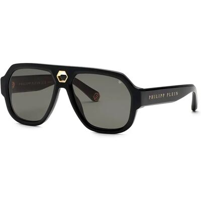 Philipp Plein Occhiali Da Sole Spp13 Geometric Shiny Black Grey/Green/CAT3 Philipp Plein Occhiali Da Sole Spp13 Geometric Shiny Black Grey/Green/CAT3