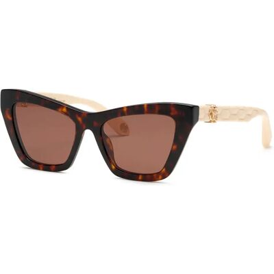 Roberto Cavalli Occhiali Da Sole Da Donna Src091m Cat Eye Shiny Havana Brown/CAT3 Roberto Cavalli Occhiali Da Sole Da Donna Src091m Cat Eye Shiny Havana Brown/CAT3