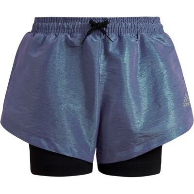 Adidas Pantaloni Corti D Woven Violet Fusion / Easy Green / Black / Silver Met. 11-12 Anni Adidas Pantaloni Corti D Woven Violet Fusion / Easy Green / Black / Silver Met. 11-12 Anni