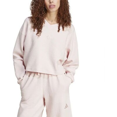 Felpa con scollo a V a coste adidas - Donna - Rosa Felpa con scollo a V a coste adidas - Donna - Rosa