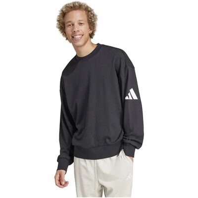 Adidas Felpa Essentials Loose Fit 3 Bar Logo Black / White XS Adidas Felpa Essentials Loose Fit 3 Bar Logo Black / White XS