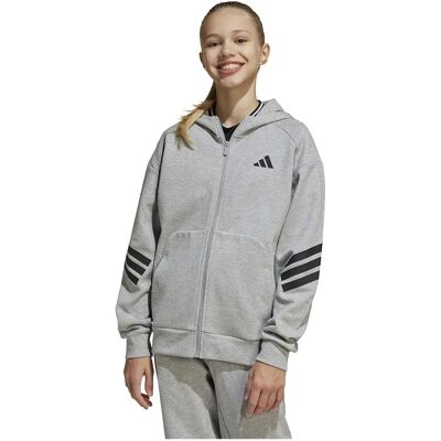 Adidas Felpa Con Zip Future Icons 3 Stripes Medium Grey Heather / Black 7-8 Anni Adidas Felpa Con Zip Future Icons 3 Stripes Medium Grey Heather / Black 7-8 Anni