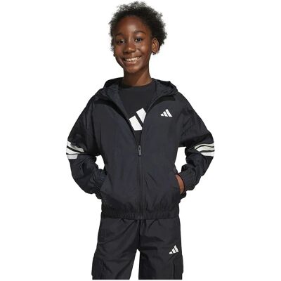 ADIDAS - J FI WV TOP - Nero-Bianco - 164 - Felpa con cappuccio ADIDAS - J FI WV TOP - Nero-Bianco - 164 - Felpa con cappuccio