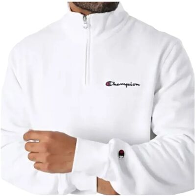 Champion Felpa Con Mezza Zip Logo White XS Champion Felpa Con Mezza Zip Logo White XS