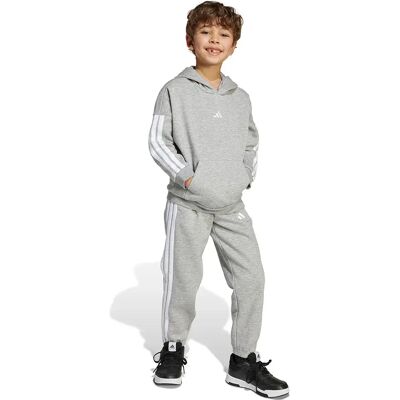 Adidas Tuta 3 Stripes Essentials Fleece Medium Grey Heather 6-7 Anni Adidas Tuta 3 Stripes Essentials Fleece Medium Grey Heather 6-7 Anni