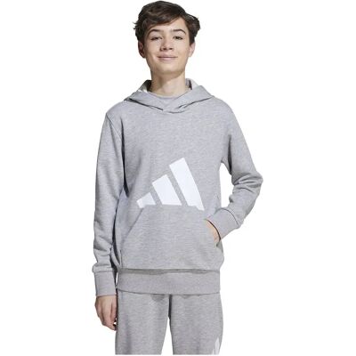 Adidas Felpa Con Cappuccio Essentials Medium Heather Grey / White 11-12 Anni Adidas Felpa Con Cappuccio Essentials Medium Heather Grey / White 11-12 Anni