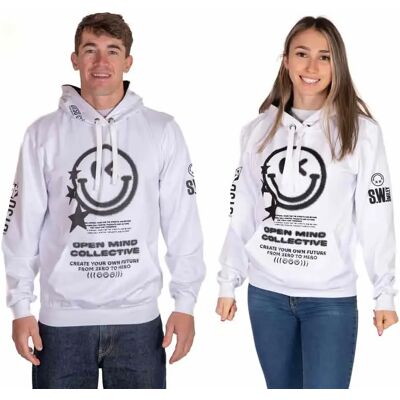Otso Felpa Con Cappuccio S.w.smiley Airbrushed Infinity White S Otso Felpa Con Cappuccio S.w.smiley Airbrushed Infinity White S
