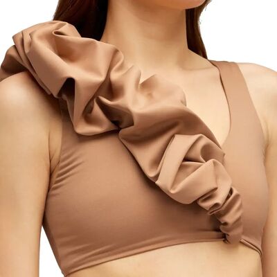 Sundek Top Bikini Bralette With Ruffles Earth L Sundek Top Bikini Bralette With Ruffles Earth L