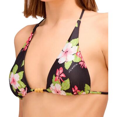 Sundek Top Bikini Garbo American Dream Hawaii Print Triangle Black S Sundek Top Bikini Garbo American Dream Hawaii Print Triangle Black S