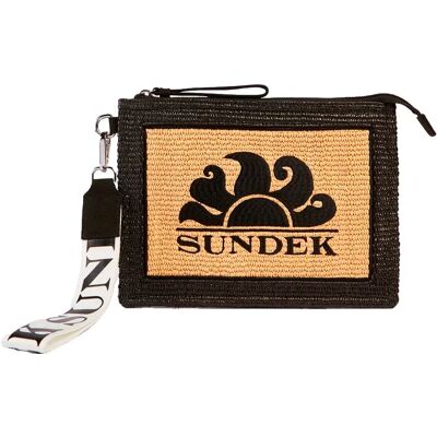 Sundek Borsa Raffia With Embroidered Logo Black One Size Sundek Borsa Raffia With Embroidered Logo Black One Size
