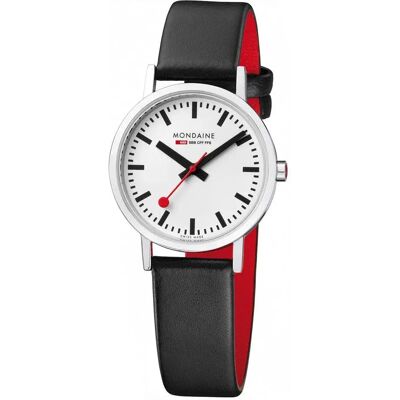 Camel Active Orologio Da Donna Classic White / Black Leather / Red Lining 30 mm Camel Active Orologio Da Donna Classic White / Black Leather / Red Lining 30 mm