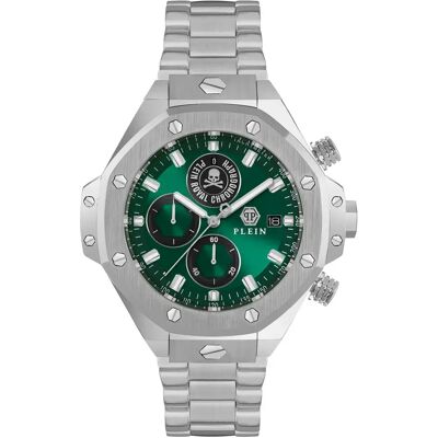 Philipp Plein Orologio Chrono Royal Sport-tech 5mm 5atm Quartz/analogical Silver / Green / Mineral One Size Philipp Plein Orologio Chrono Royal Sport-tech 5mm 5atm Quartz/analogical Silver / Green / Mineral One Size