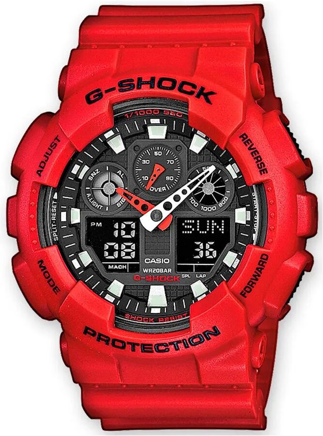 Casio Orologio da polso, Ga-100b-4aer, Rosso, (Orologio digitale, Orologio da polso analogico, Cronografo, 51 mm)