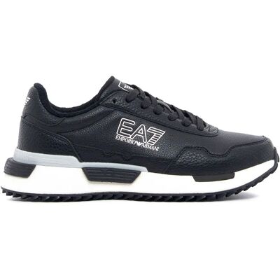 Ea7 Emporio Armani Sneaker Vintage Running Pu Black / Silver / Off White EU 40 Ea7 Emporio Armani Sneaker Vintage Running Pu Black / Silver / Off White EU 40