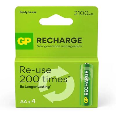 GP Batteries GP - Batteria Ricaricabile AA 2100mAh - Confezione da 4 GP Batteries GP - Batteria Ricaricabile AA 2100mAh - Confezione da 4