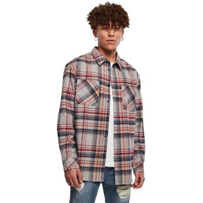 Urban Classics Camicia A Maniche Lunghe Heavy Curved Oversized Checked Grey / Red S Urban Classics Camicia A Maniche Lunghe Heavy Curved Oversized Checked Grey / Red S