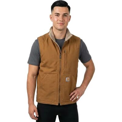 Carhartt Gilet Washed Duck Lined Mock Neck Brown L Carhartt Gilet Washed Duck Lined Mock Neck Brown L