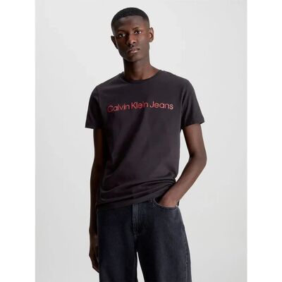 Calvin Klein Jeans Maglietta A Maniche Corte Core Institutional Logo Slim Ck Black / Salsa 2XL Calvin Klein Jeans Maglietta A Maniche Corte Core Institutional Logo Slim Ck Black / Salsa 2XL