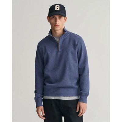 Gant Maglione Con Mezza Zip Sacker Rib Dark Jeansblue Melange S Gant Maglione Con Mezza Zip Sacker Rib Dark Jeansblue Melange S