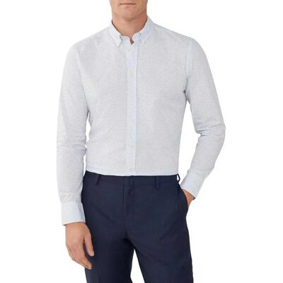 Hackett Camicia A Maniche Lunghe Geo Motif Print White / Sky 2XL Hackett Camicia A Maniche Lunghe Geo Motif Print White / Sky 2XL