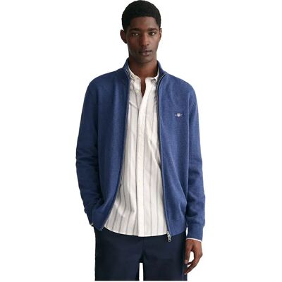 Gant Maglione Con Zip Completo Casual Cotton Dark Jeansblue Melange 2XL Gant Maglione Con Zip Completo Casual Cotton Dark Jeansblue Melange 2XL
