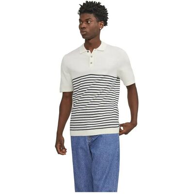 Jack & Jones Polo A Maniche Corte Emil Knit Cloud Dancer / Stripes Navy Blazer L Jack & Jones Polo A Maniche Corte Emil Knit Cloud Dancer / Stripes Navy Blazer L