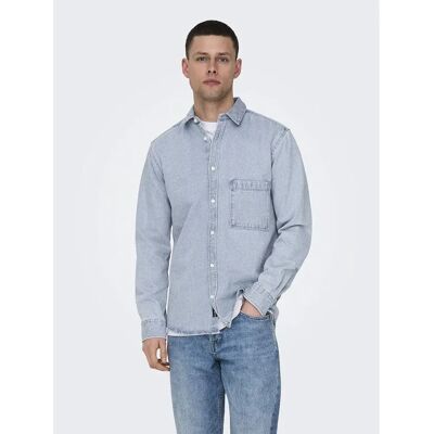 Only & Sons Camicia A Maniche Lunghe Benny Reg Chambray Light Blue Denim M Only & Sons Camicia A Maniche Lunghe Benny Reg Chambray Light Blue Denim M