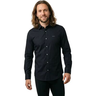 Gant Camicia A Maniche Lunghe Sateen Black M Gant Camicia A Maniche Lunghe Sateen Black M