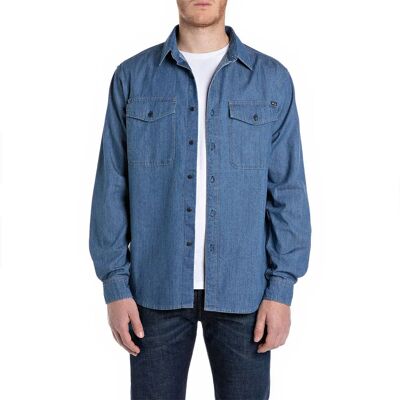Replay Camicia A Maniche Lunghe M12.000.860b06 Medium Blue 2XL Replay Camicia A Maniche Lunghe M12.000.860b06 Medium Blue 2XL